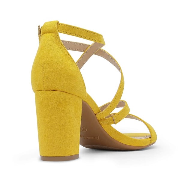 Dressy Chunky Strappy Sandals - MUSTARD YELLOW SUEDE - 2